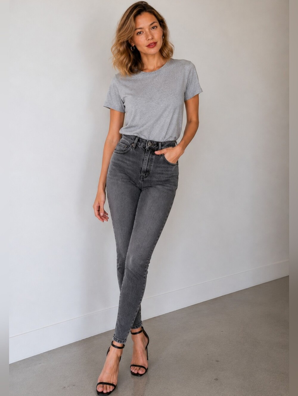 Et-boite Blue Way Company Japanese Grey High Waisted Grey Jeans XS